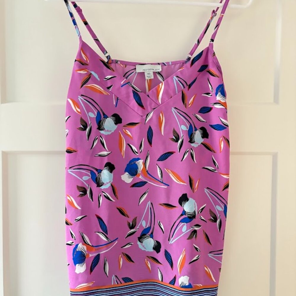 Allison Joy Floral V-Neck Spaghetti Strap Top- Size XS